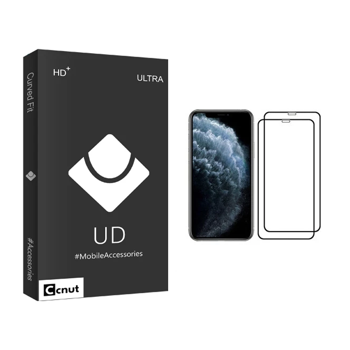 گلس گوشی اپل iPhone 11 Pro کوکونات مدل UD Black بسته دو عددی