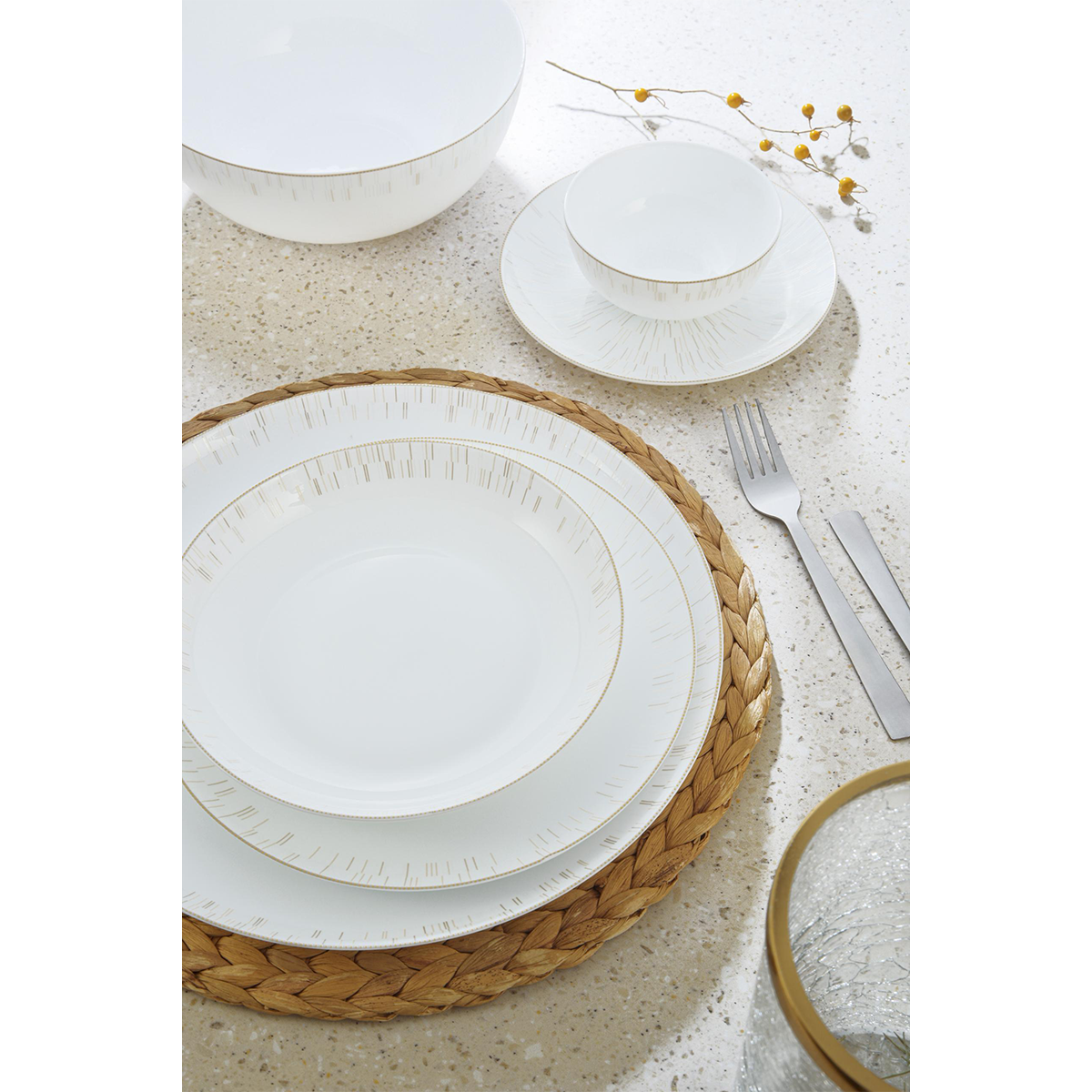 سرویس غذاخوری آرکوپال ۶ نفره ۲۶ پارچه گلدن اپال قالب دیوالی (Diwali) طرح دورینگ عسلی سرویس غذاخوری آرکوپال ۶ نفره ۲۶ پارچه گلدن اپال قالب دیوالی (Diwali) طرح دورینگ عسلی