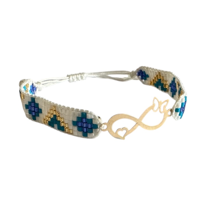 دستبند طلا 18 عیار میوکی با پلاک طلا طرح بی نهایت مدل BSG10