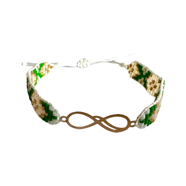 دستبند طلا 18 عیار میوکی با پلاک طلا طرح بی نهایت مدل BSG17