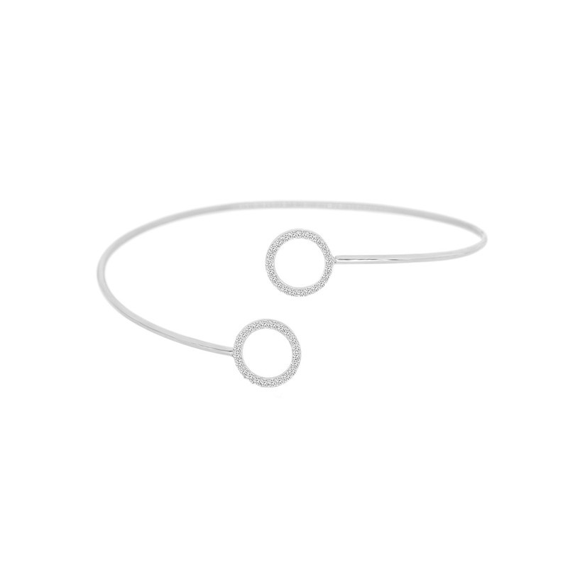 بنگل طلا 18 عیار زنانه ماوی گالری مدل دایره نگینی س