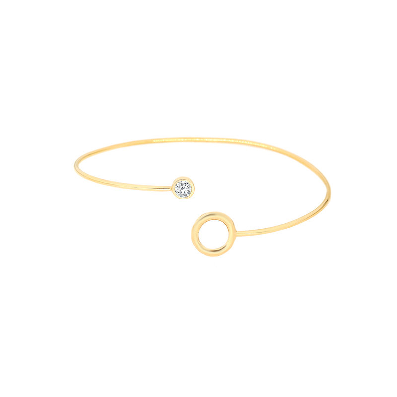 بنگل طلا 18 عیار زنانه ماوی گالری مدل پروفیل دایره و مارکو