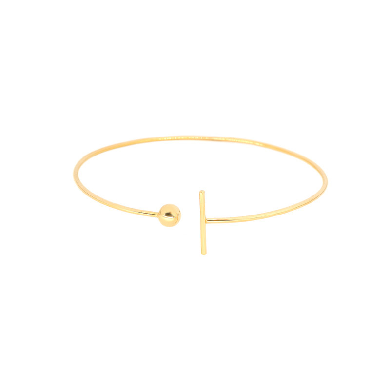 بنگل طلا 18 عیار زنانه ماوی گالری مدل گوی و خط