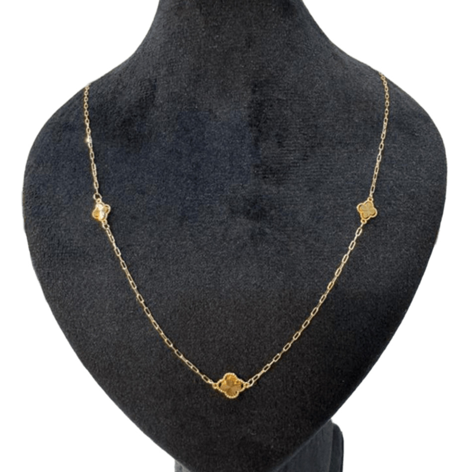 گردنبند طلا 18 عیار زنانه ونکلیف سه گل سایز 40 کد 514 گردنبند طلا 18 عیار زنانه ونکلیف سه گل سایز 40 کد 514