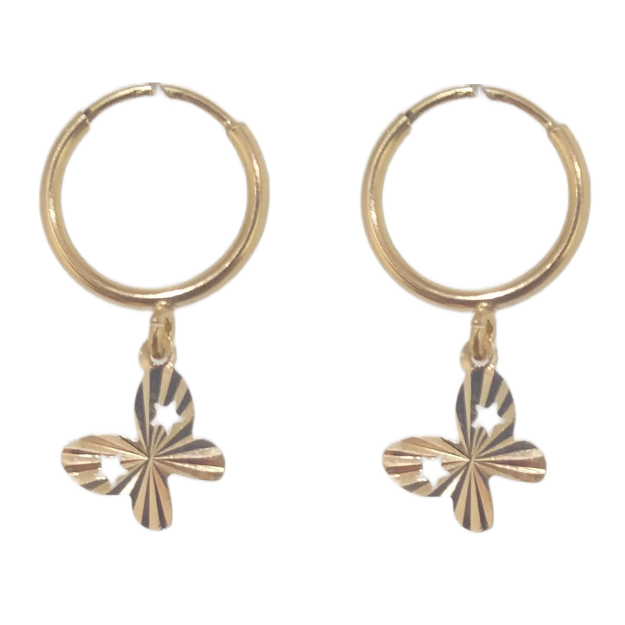 گوشواره طلا 18 عیار زنانه لاوندر طرح آویز دار پروانه کد 357