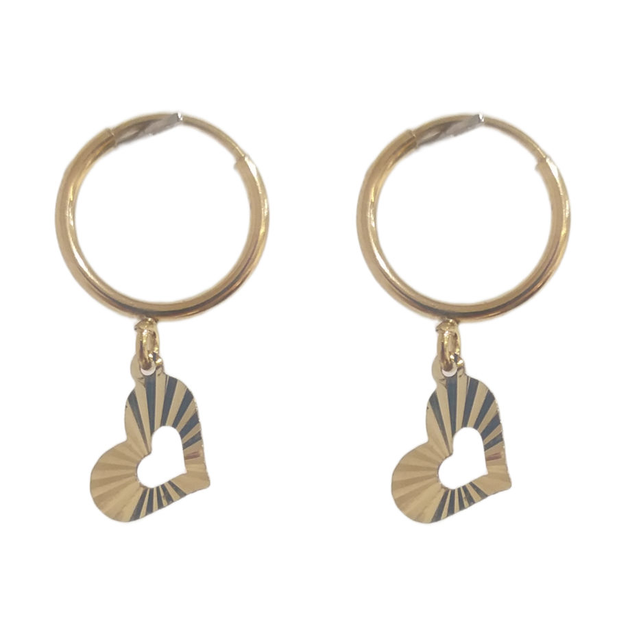 گوشواره طلا 18 عیار زنانه لاوندر طرح آویز دار قلب کد 359