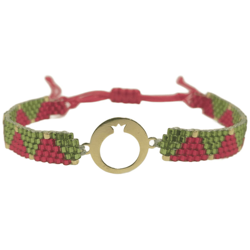 دستبند طلا 18 عیار زنانه دستساز نقش انار یلدا  کد 118 پلاک