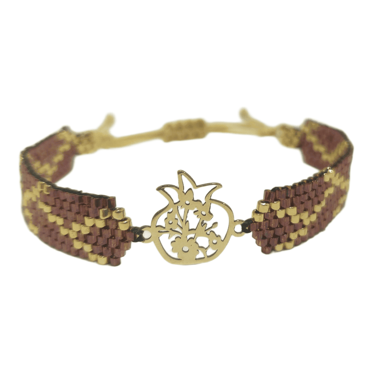 دستبند طلا 18 عیار زنانه دستساز نقش انار یلدا کد 127 پلاک