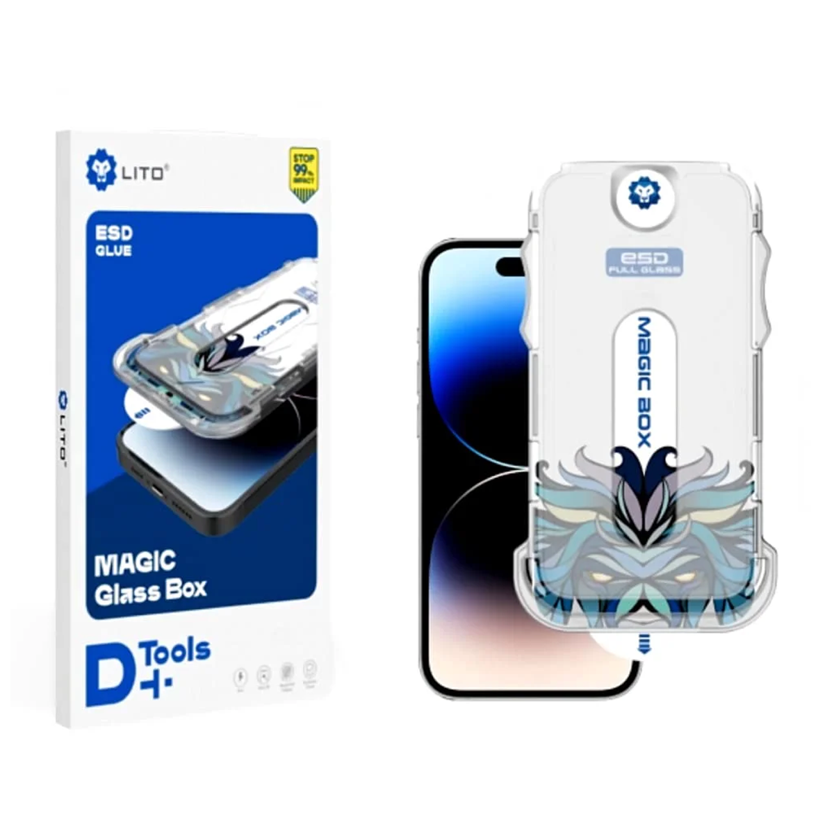 گلس گوشی اپل iPhone 16 Pro لیتوو مدل D+ Tools Magic Glass Box به همراه کیت نصب گلس گوشی اپل iPhone 16 Pro لیتوو مدل D+ Tools Magic Glass Box به همراه کیت نصب