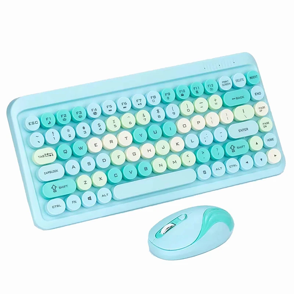 کیبورد و ماوس بی سیم مدل KH-008-سبزآبی
