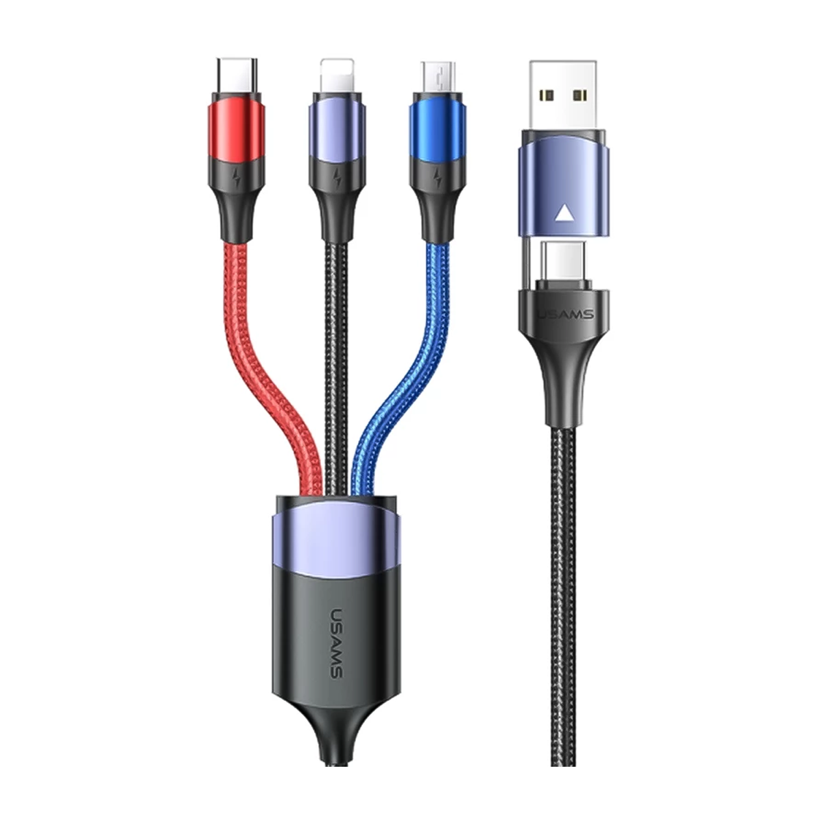 کابل تایپ سی - لایتنینگ - میکرو یو اس بی یوسمز مدل US-SJ549 طول 1.2 متر