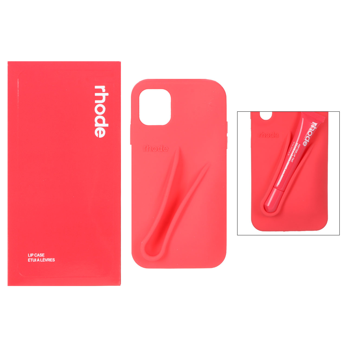 کاور گوشی سیلیکونی پاک کنی اپل iPhone 11 مدل Lip Case rhode به همراه لیپ گلاس رود-قرمز