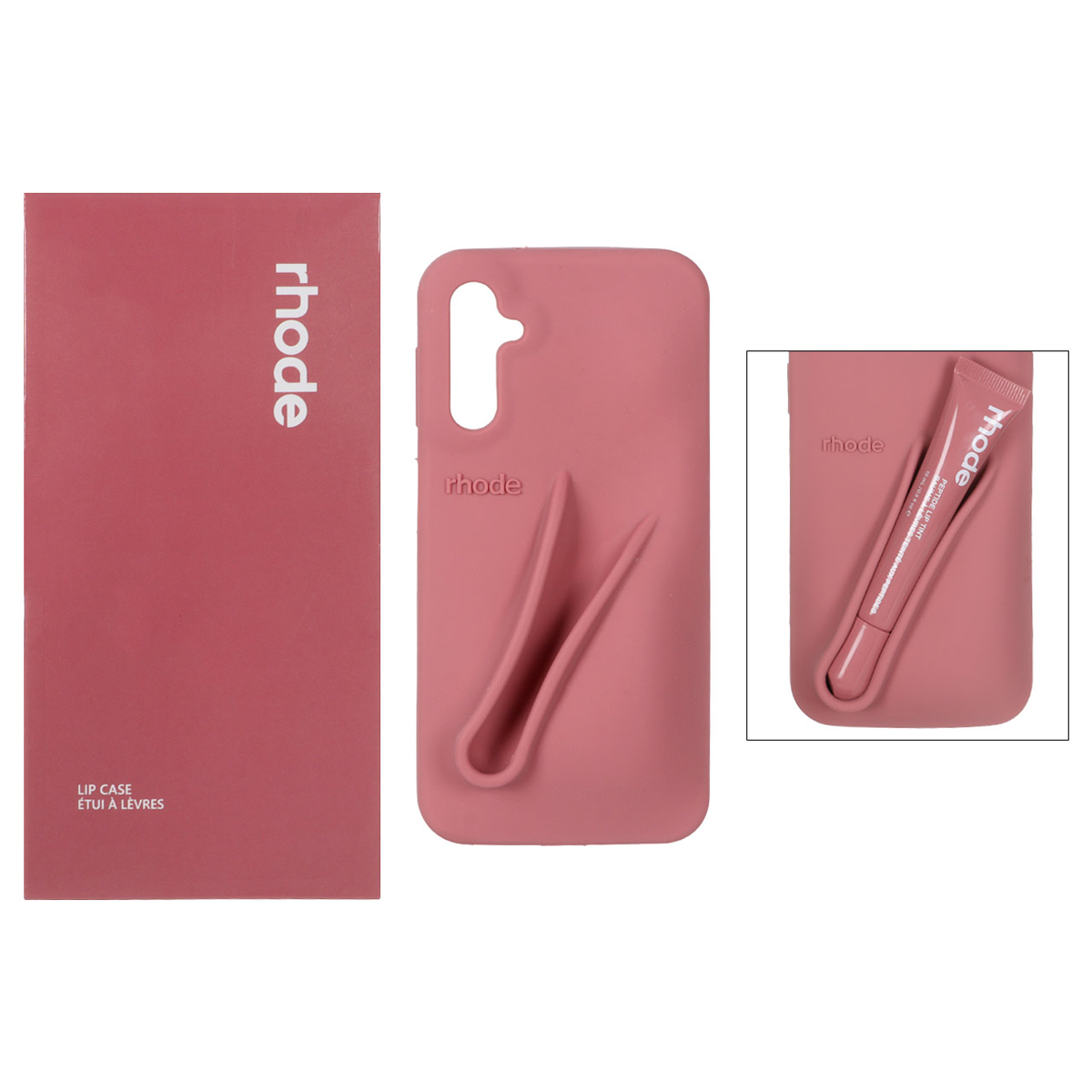 کاور گوشی سیلیکونی پاک کنی سامسونگ Galaxy A14 مدل Lip Case rhode به همراه لیپ گلاس رود