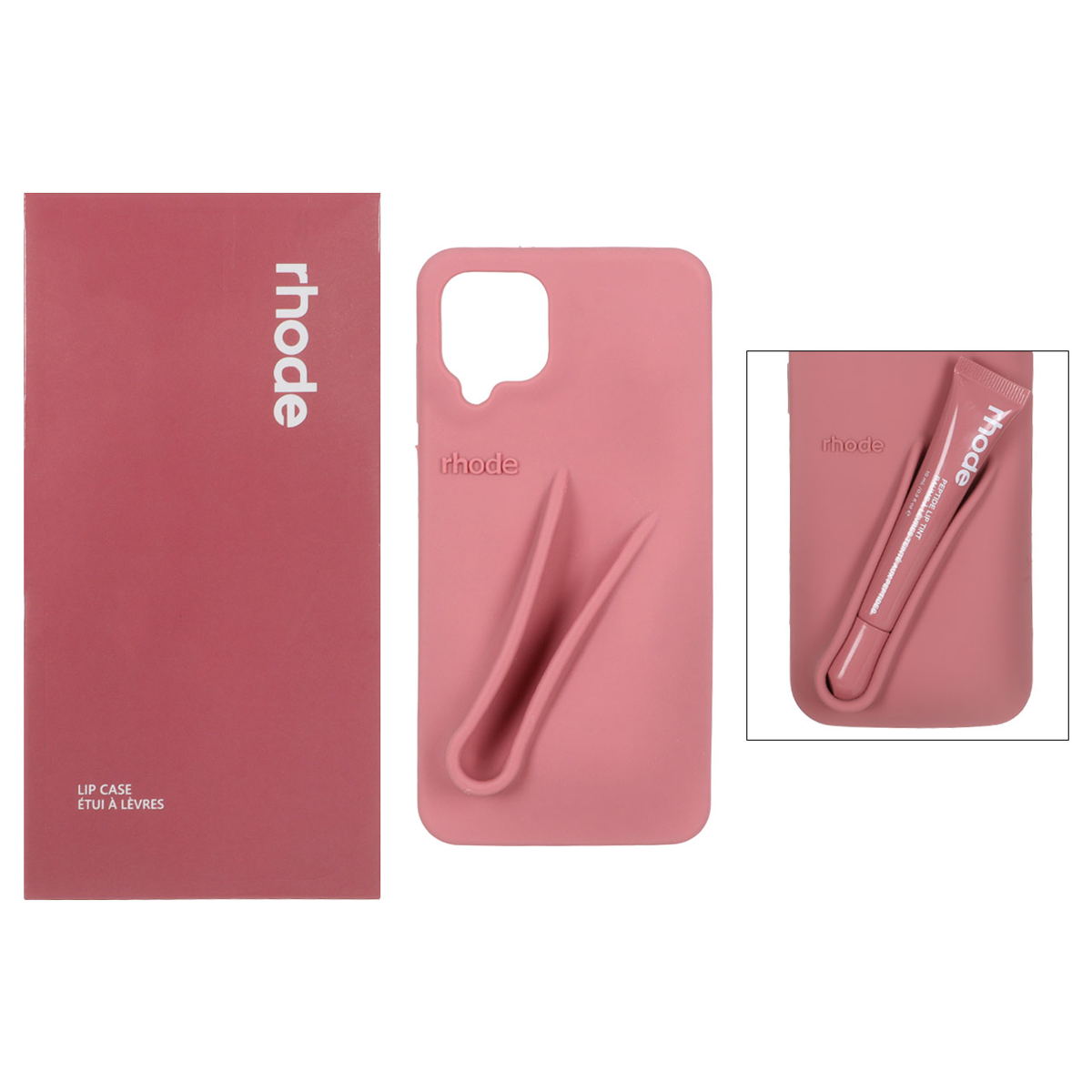 کاور گوشی سیلیکونی پاک کنی سامسونگ Galaxy A12 مدل Lip Case rhode به همراه لیپ گلاس رود