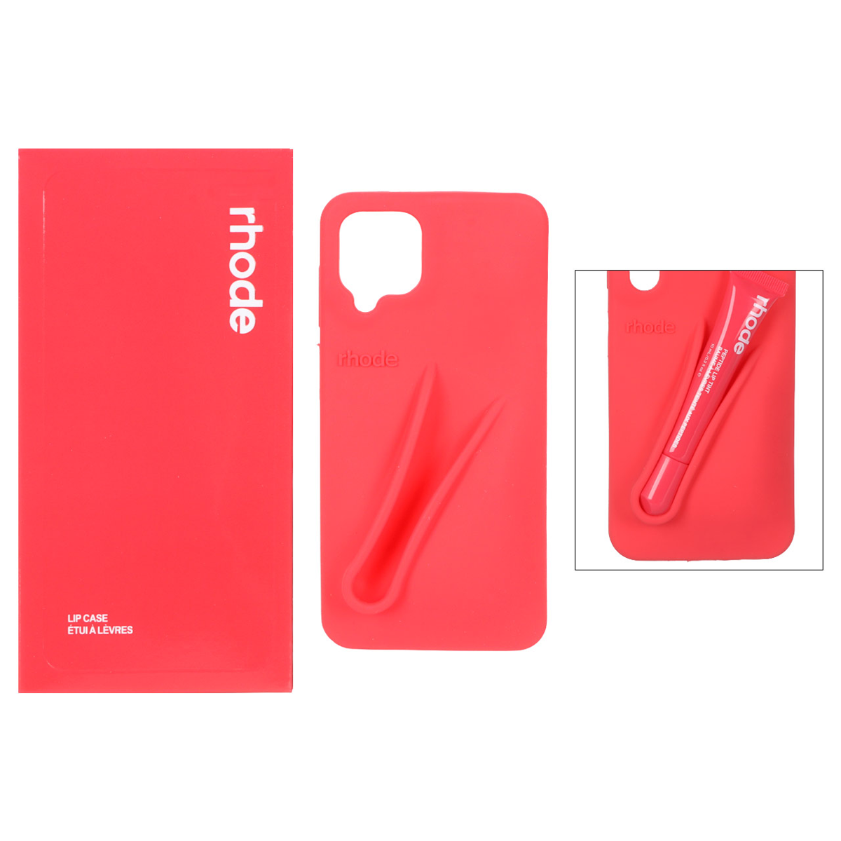 کاور گوشی سیلیکونی پاک کنی سامسونگ Galaxy F12 مدل Lip Case rhode به همراه لیپ گلاس رود