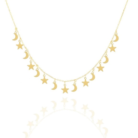 گردنبند طلا  18عیار اپال گلد مدل ماه و ستاره کد N01