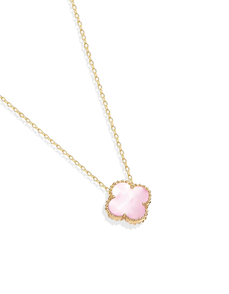 گردنبند طلا 18عیار اپال گلد مدل ونکلیف صورتی صدفی