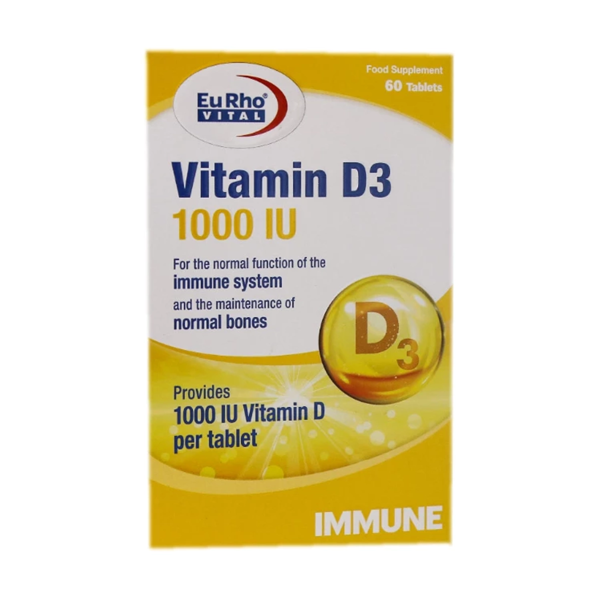 قرص ویتامین D3-1000 واحدی بسته 60 عددی