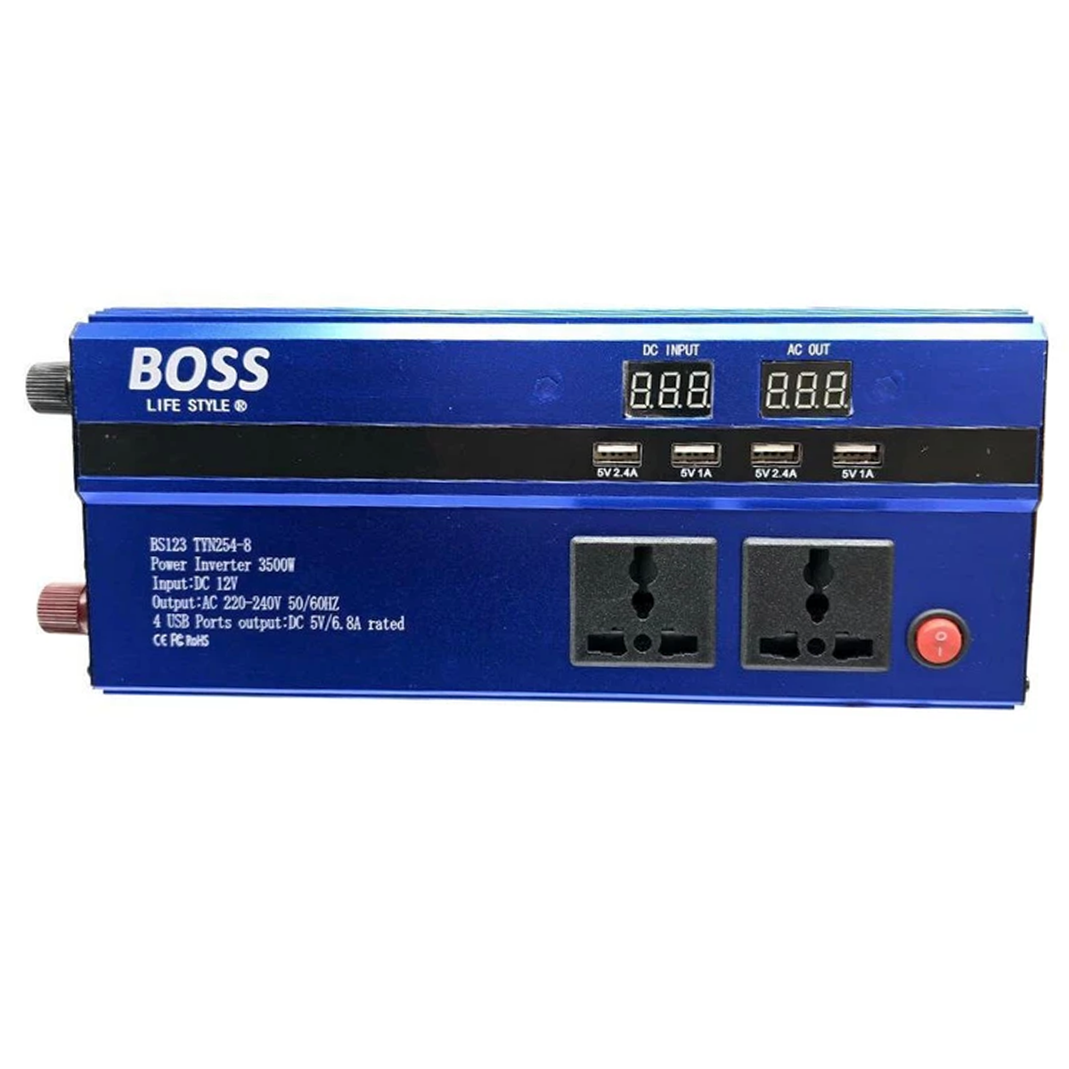 مبدل برق خودرو باس مدل BS123 TYN254-8 ظرفیت 3500 وات-آبی