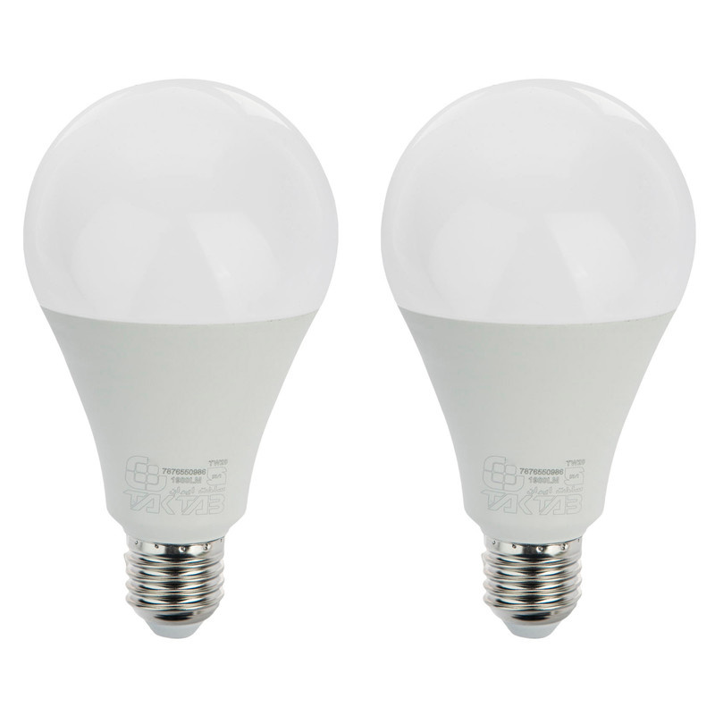 لامپ ال ای دی 20 وات تک تاب مدل حبابی پایه E27 بسته 2 عددی
