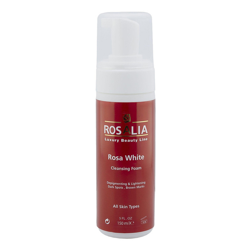 فوم پاککننده و روشنکننده پوست رزالیا مدل Rosa White حجم 150 میلیلیتر