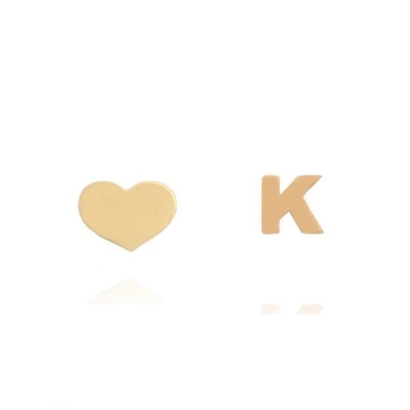 گوشواره طلا 18عیار اپال گلد مدل قلب و حرف K گوشواره طلا 18عیار اپال گلد مدل قلب و حرف K