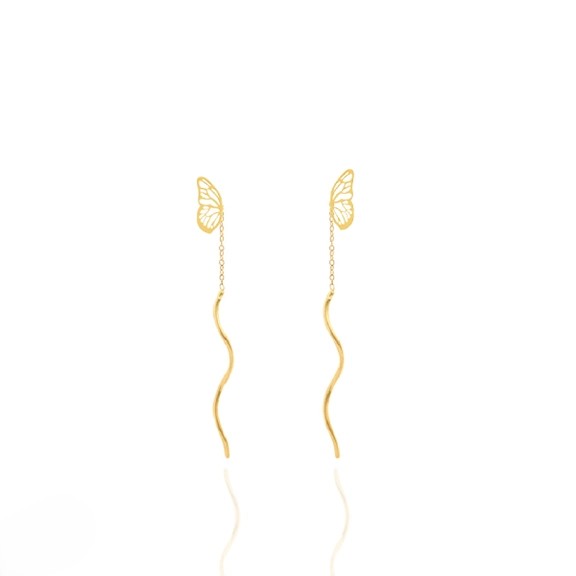 گوشواره طلا  18عیار اپال گلد مدل بخیه ای پروانه 003