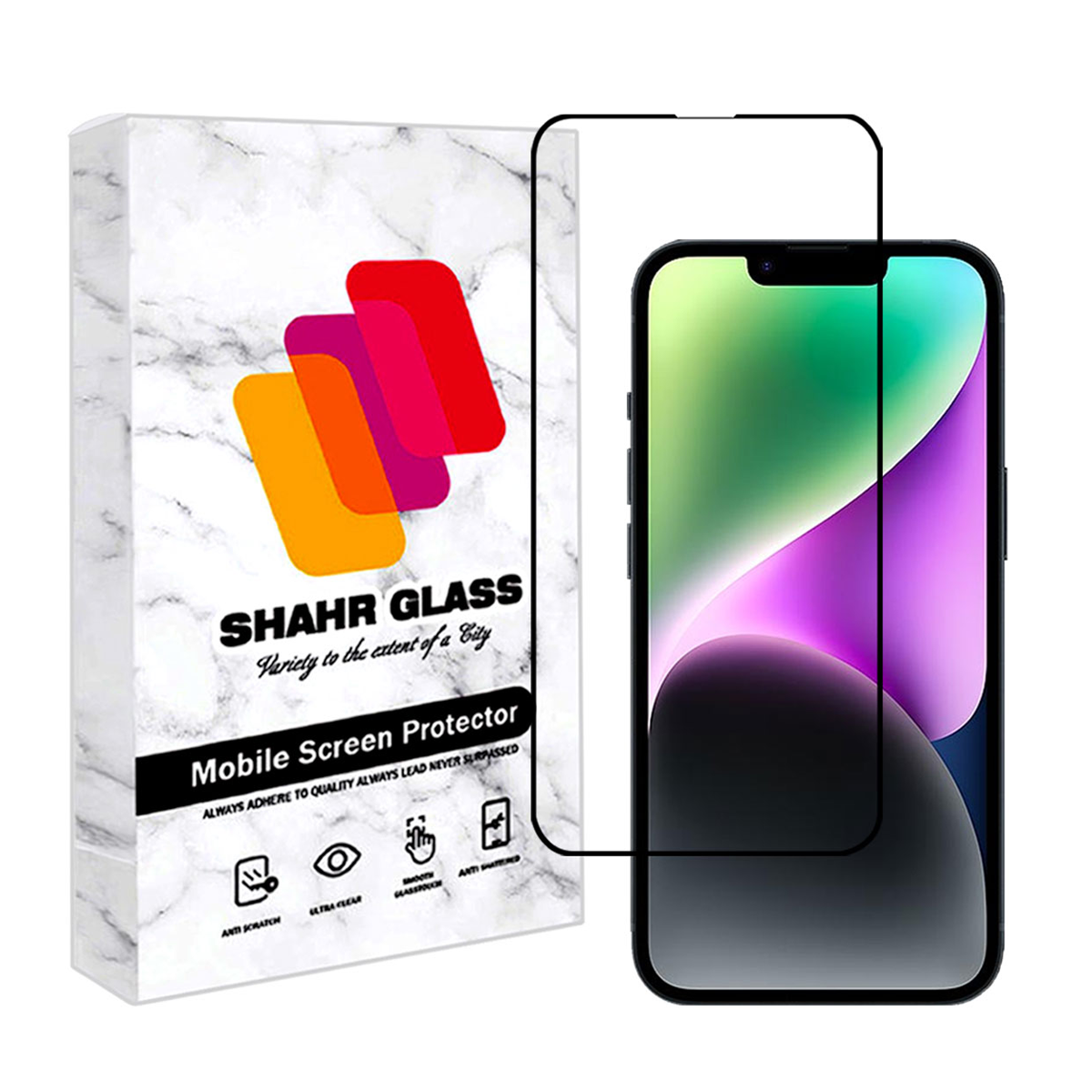 گلس گوشی اپل iPhone 14 شهر گلس مدل FULPLUSSH-مشکی گلس گوشی اپل iPhone 14 شهر گلس مدل FULPLUSSH-مشکی