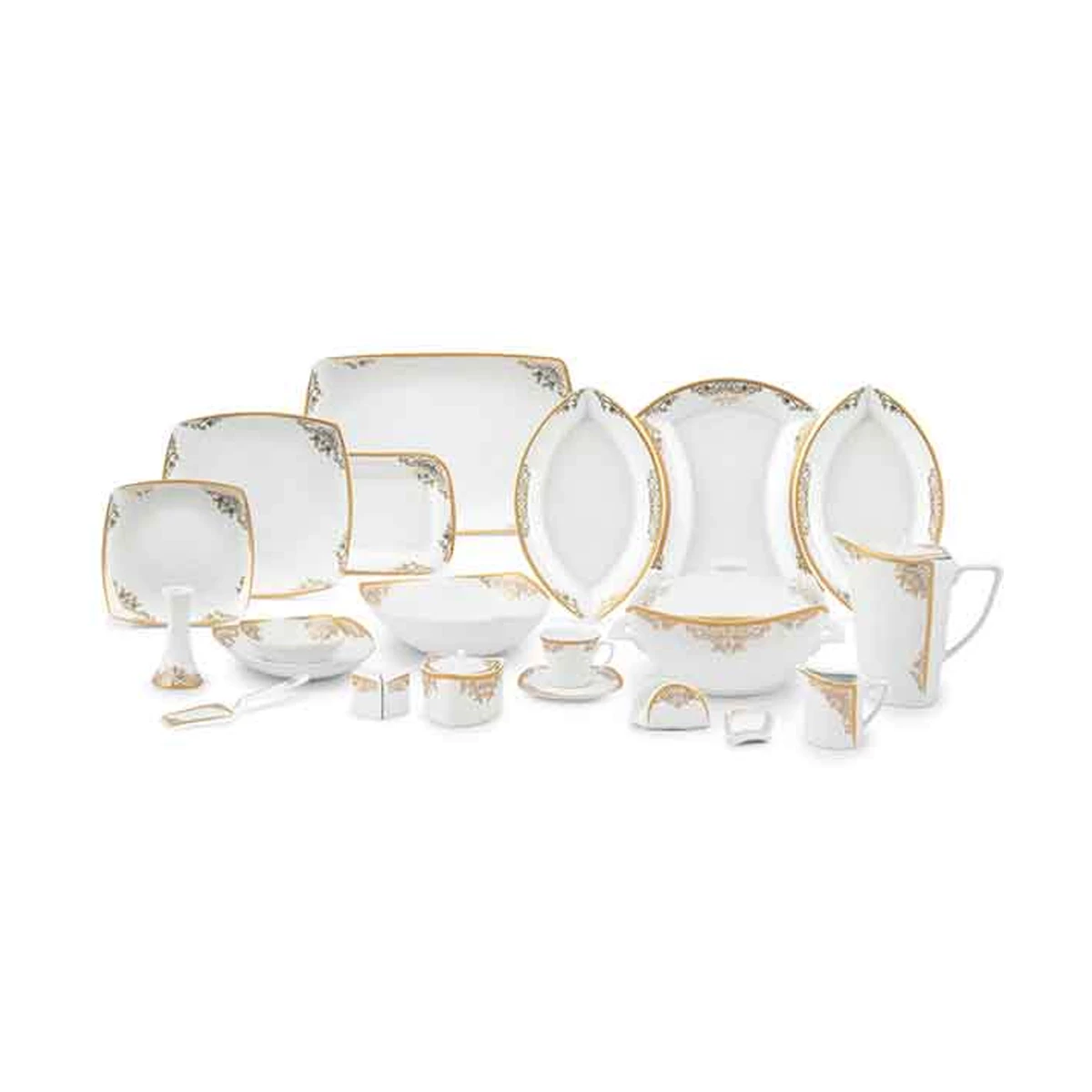 سرویس غذاخوری 105 پارچه 12 نفر چینی پردیس مدل پاریس آوا-طلایی