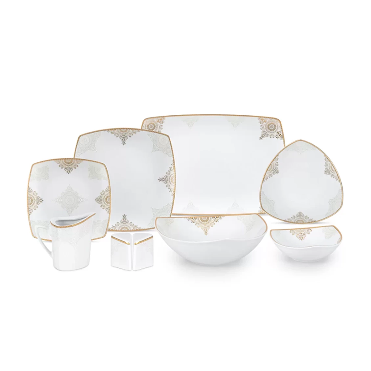 سرویس غذاخوری 30 پارچه 6 نفر چینی پردیس مدل کریستین-طلایی