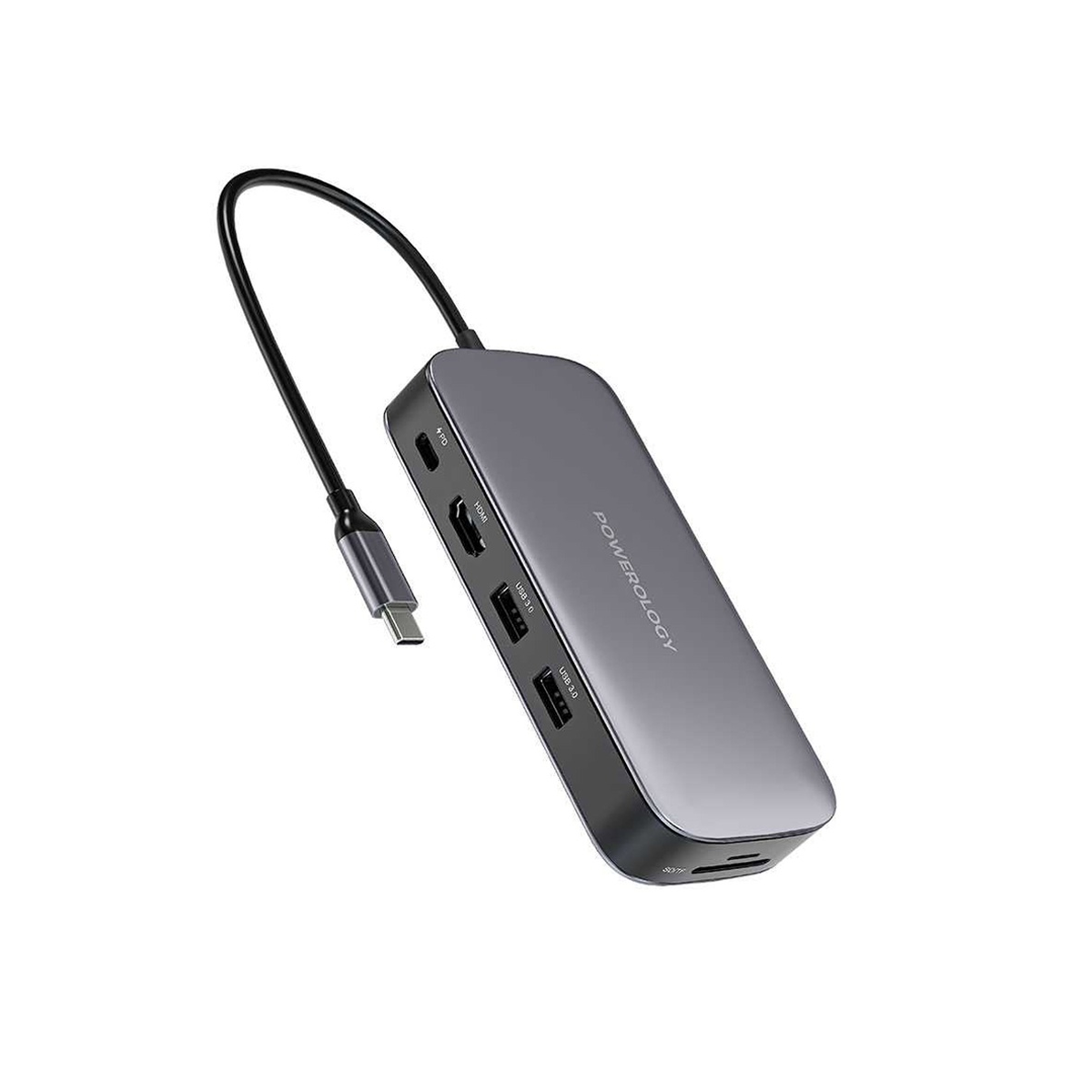هاب USB-C پاورولوجی 6 پورت مدل SSD Drive-خاکستری هاب USB-C پاورولوجی 6 پورت مدل SSD Drive-خاکستری