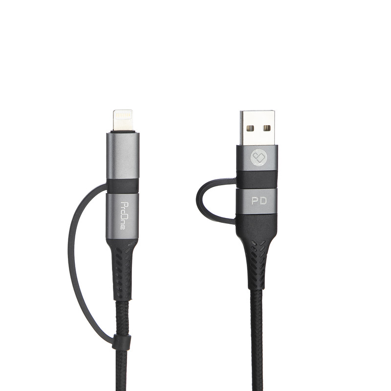 کابل تبدیل USB-USB-C به لایتنینگ و USB-C پرووان مدل PCC395PD طول 1 متر