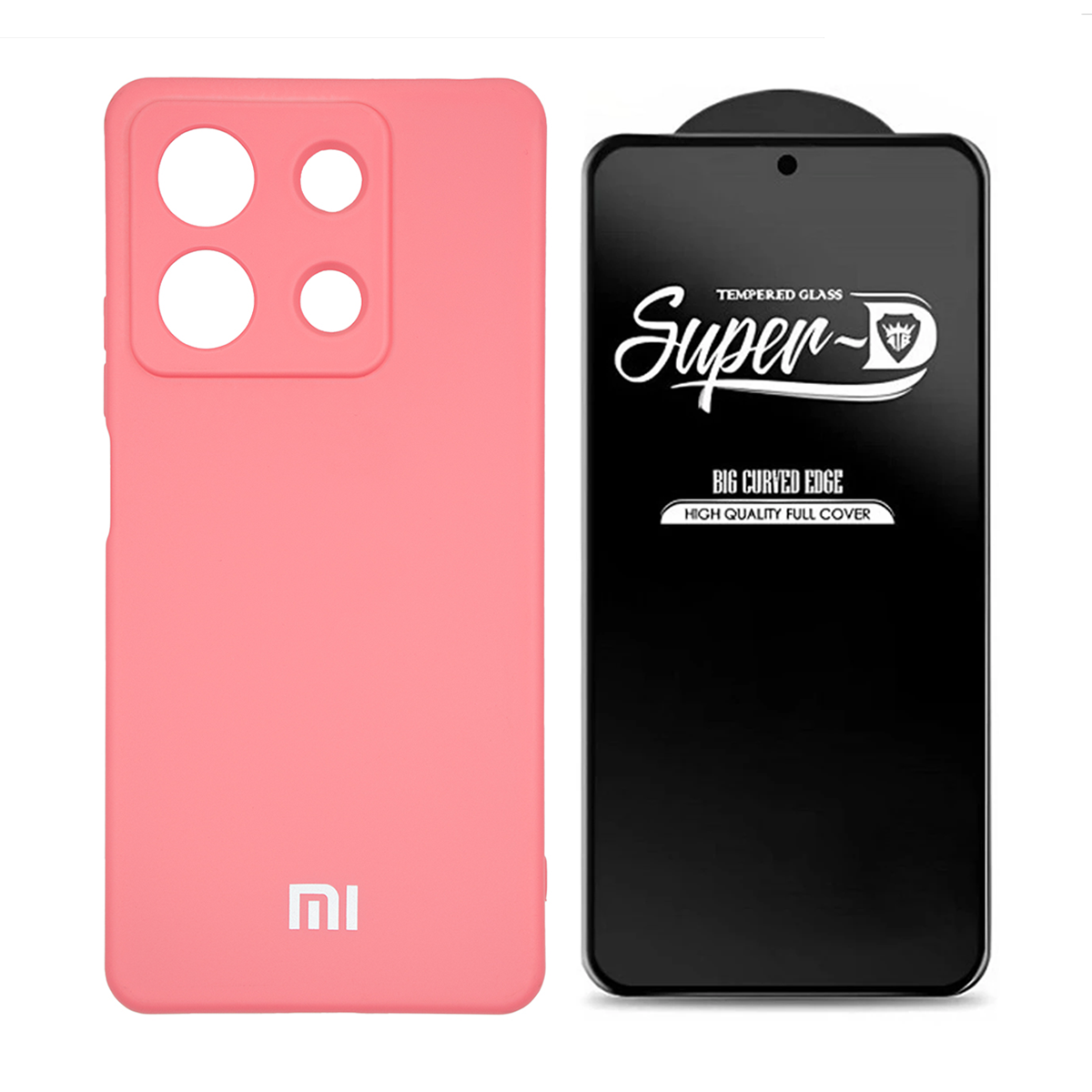 کاور گوشی شیائومی Redmi Note 13 Pro مدل سیلیکونی به همراه گلس مدل Super D