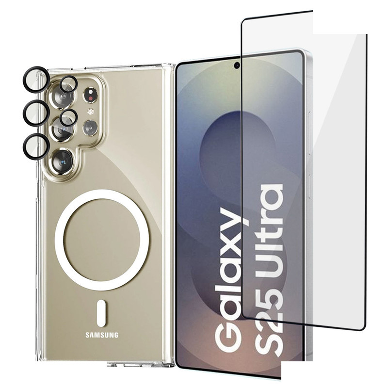کاور آکوآرا مدل All in One مناسب برای گوشی موبایل سامسونگ Galaxy S25 ultra 5G به همراه محافظ صفحه نمایش و محافظ لنز دوربین