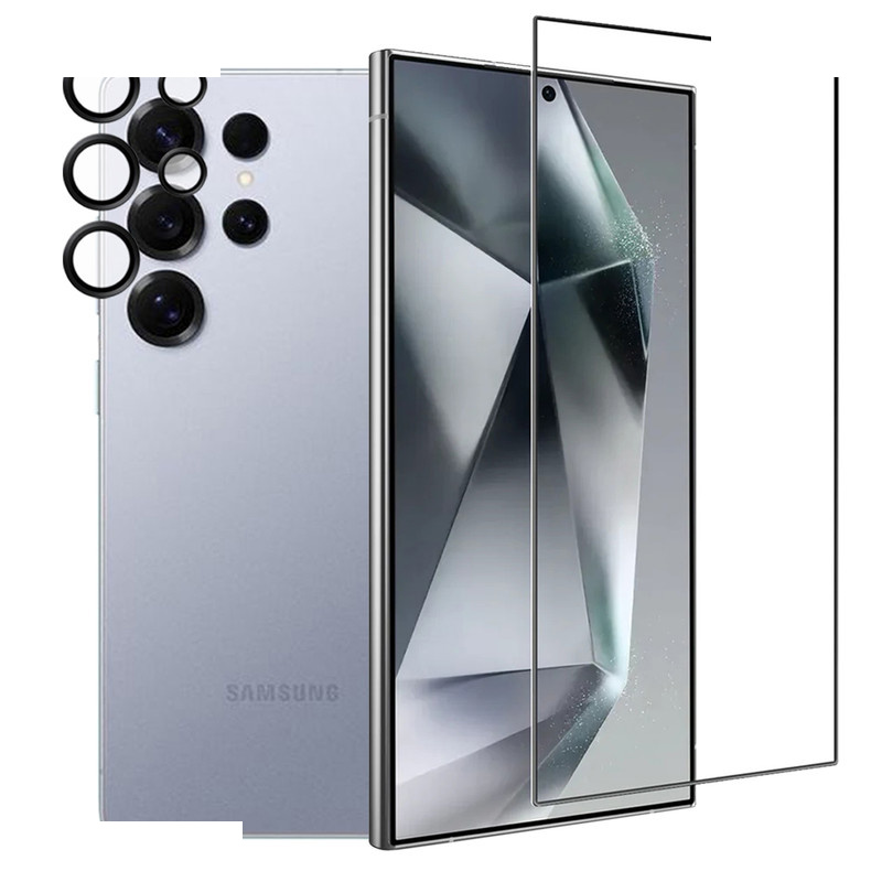 محافظ صفحه نمایش آکوآرا مدل Full-Pack مناسب برای گوشی موبایل سامسونگ Galaxy S24 Ultra 5G به همراه محافظ لنز دوربین