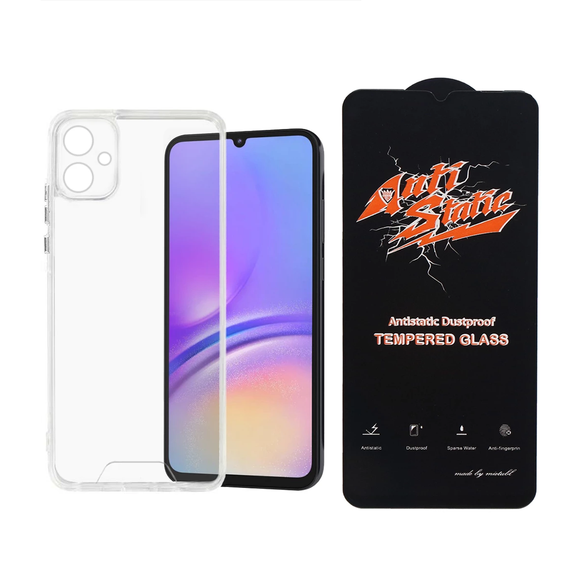 قاب گوشی سامسونگ Galaxy A05 اسپیس مدل ژله ای به همراه گلس مدل Anti Static قاب گوشی سامسونگ Galaxy A05 اسپیس مدل ژله ای به همراه گلس مدل Anti Static