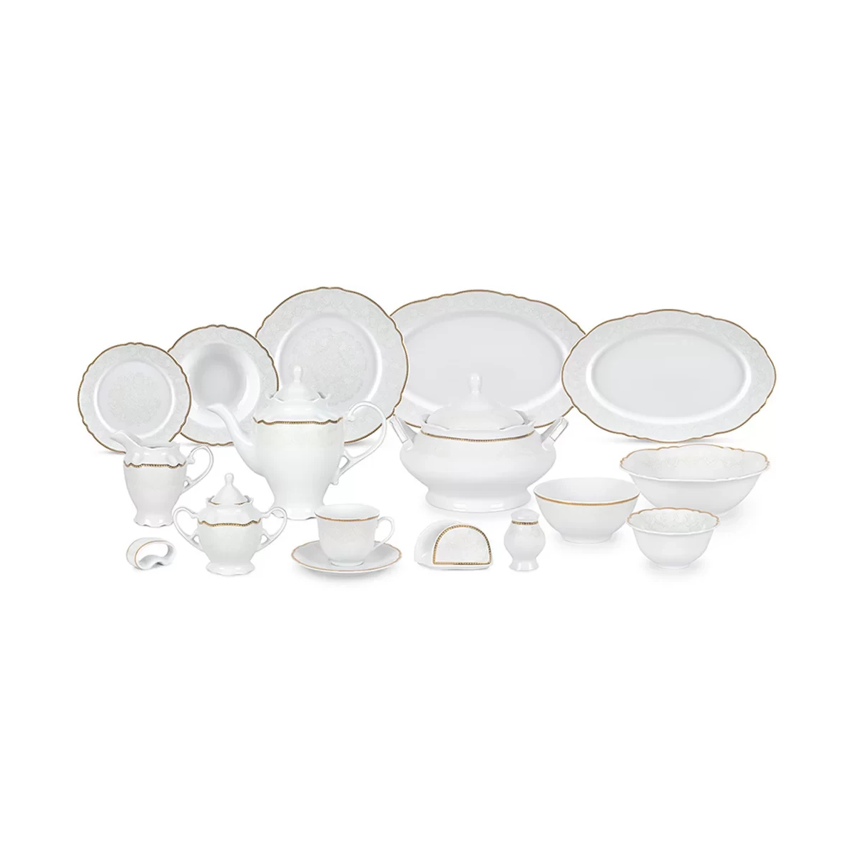 سرویس غذاخوری 102 پارچه چینی پردیس مدل الگانس ژینا-طلایی