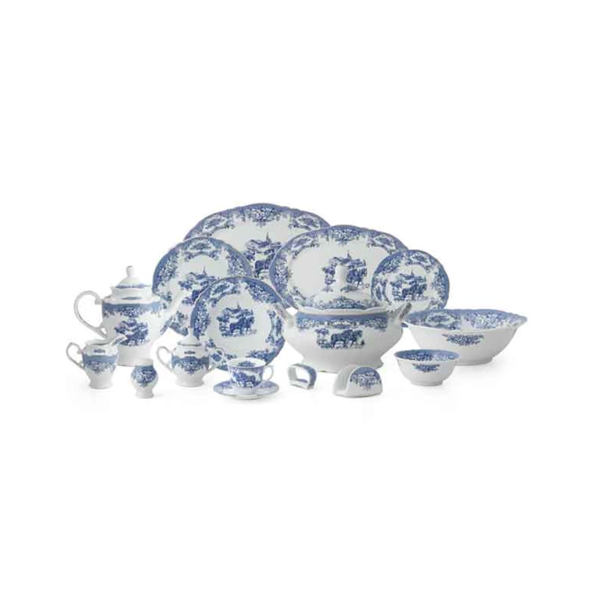 سرویس غذاخوری 102 پارچه  چینی پردیس مدل الگانس ویلیج-سرمه ای