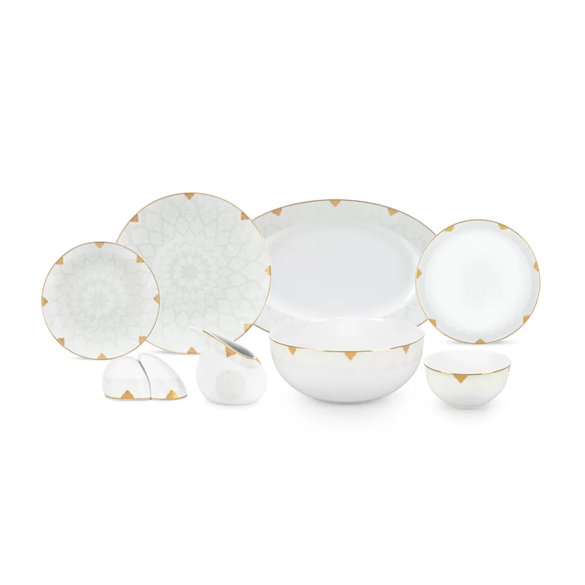 سرویس غذاخوری 30 پارچه چینی پردیس مدل هرمس باران-طلایی