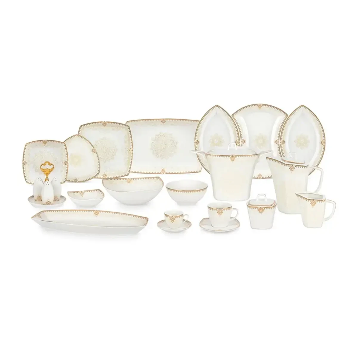 سرویس غذاخوری نیوبن 96 پارچه چینی پردیس مدل سیاتل دایانا-طلایی