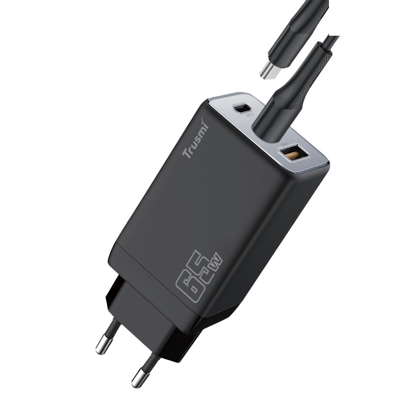 شارژر دیواری 65 وات سه پورت تراسمی مدل CH05-047 به همراه کابل USB-C شارژر دیواری 65 وات سه پورت تراسمی مدل CH05-047 به همراه کابل USB-C