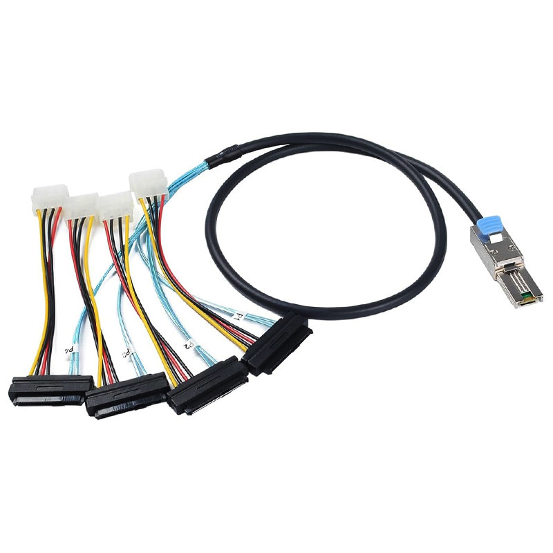 کابل تبدیل Mini SAS SFF-8088 به 4 پورت SFF-8482 29-Pin با برق 4 پین اسمارطور مدل SM195 کابل تبدیل Mini SAS SFF-8088 به 4 پورت SFF-8482 29-Pin با برق 4 پین اسمارطور مدل SM195