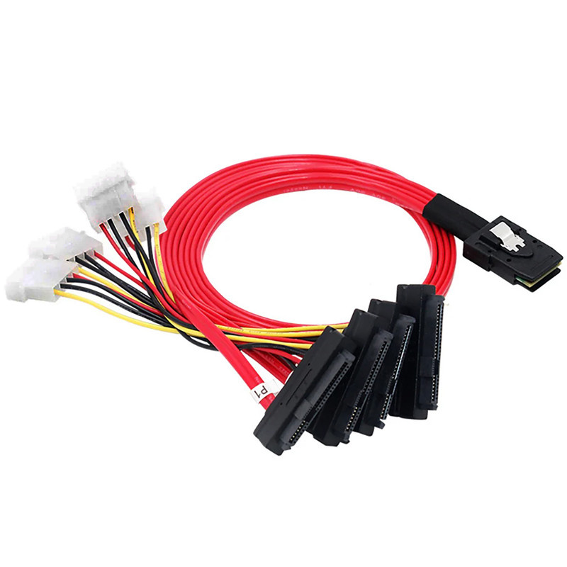 کابل تبدیل Mini SAS SFF-8087 به 4 پورت SFF-8482 29-Pin با برق 4 پین اسمارطور مدل SM81 طول 1 متر کابل تبدیل Mini SAS SFF-8087 به 4 پورت SFF-8482 29-Pin با برق 4 پین اسمارطور مدل SM81 طول 1 متر