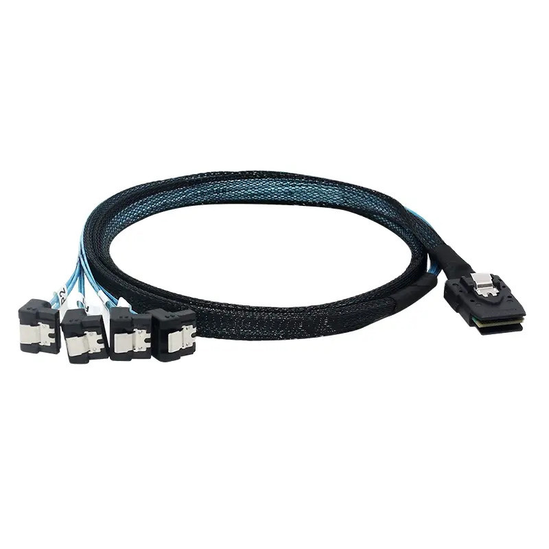 کابل تبدیل 1 به 4 Mini SAS SFF-8087 به SATA اسمارطور مدل 90 درجه SM45 کابل تبدیل 1 به 4 Mini SAS SFF-8087 به SATA اسمارطور مدل 90 درجه SM45