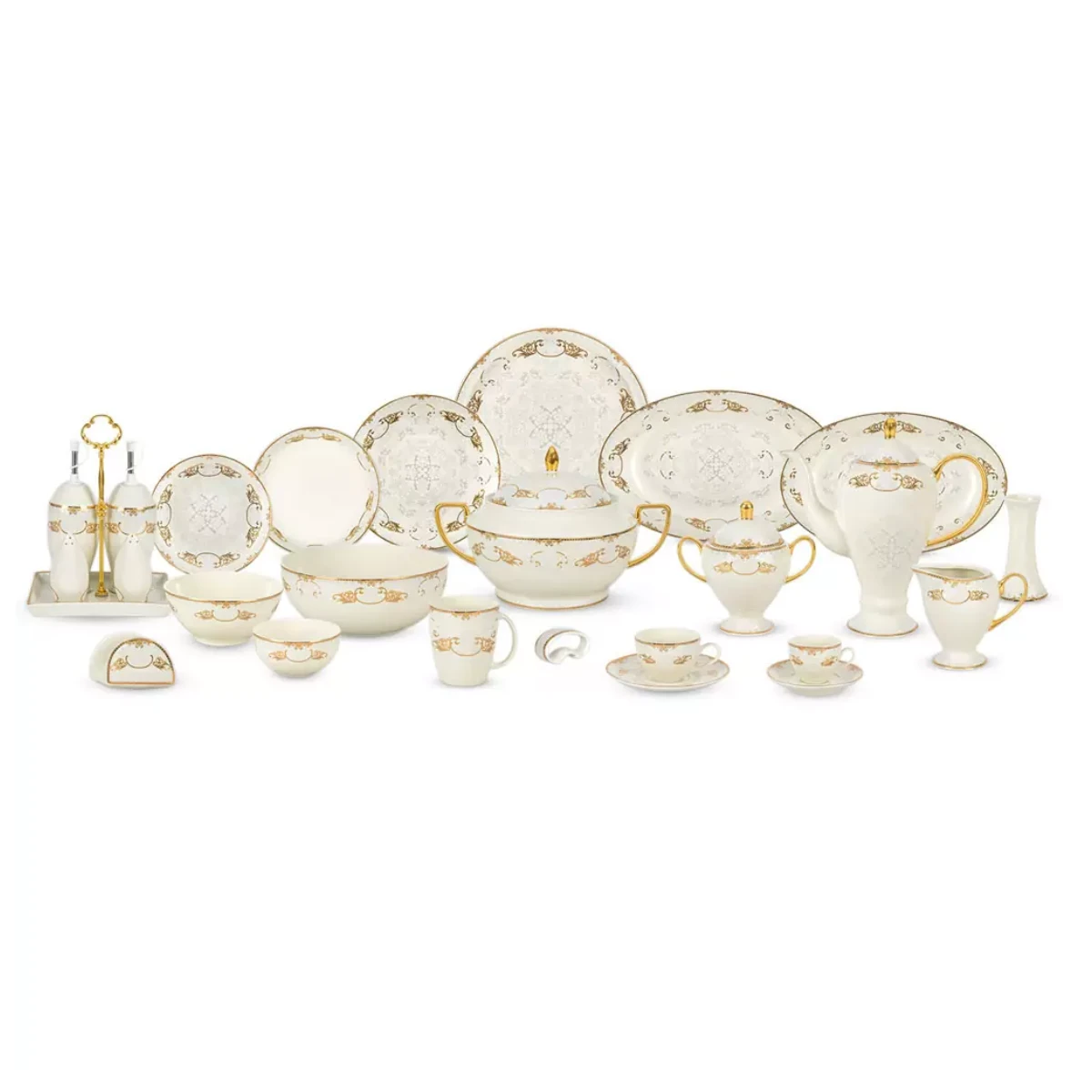 سرویس غذاخوری نیوبن 144 پارچه چینی پردیس مدل ویلیام 4058-طلایی سرویس غذاخوری نیوبن 144 پارچه چینی پردیس مدل ویلیام 4058-طلایی