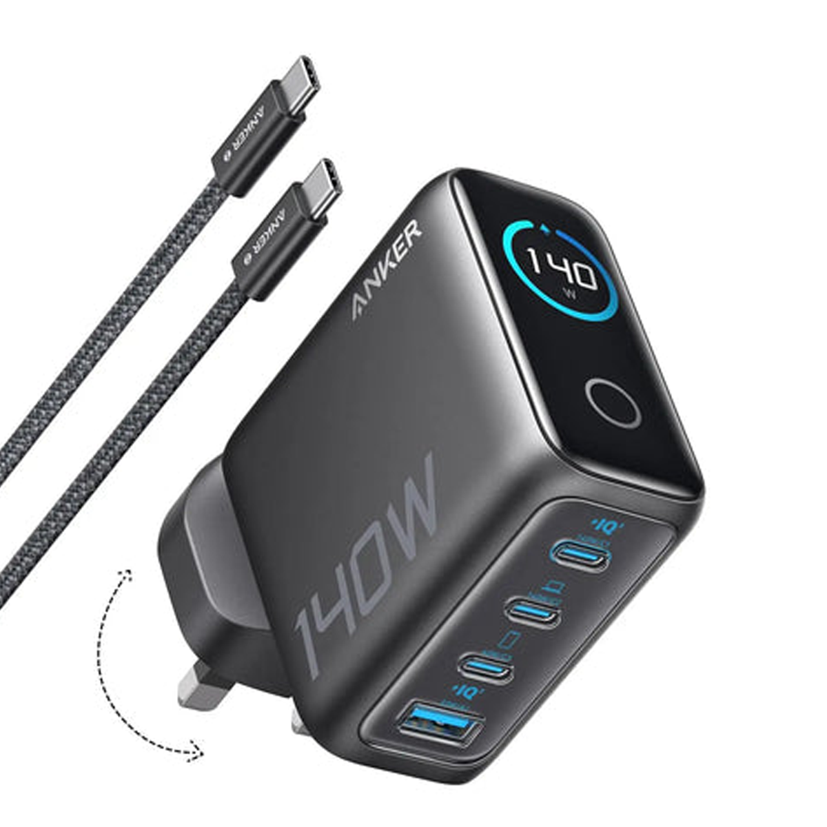 شارژر دیواری انکر مدل B2697 3pin توان 140 وات