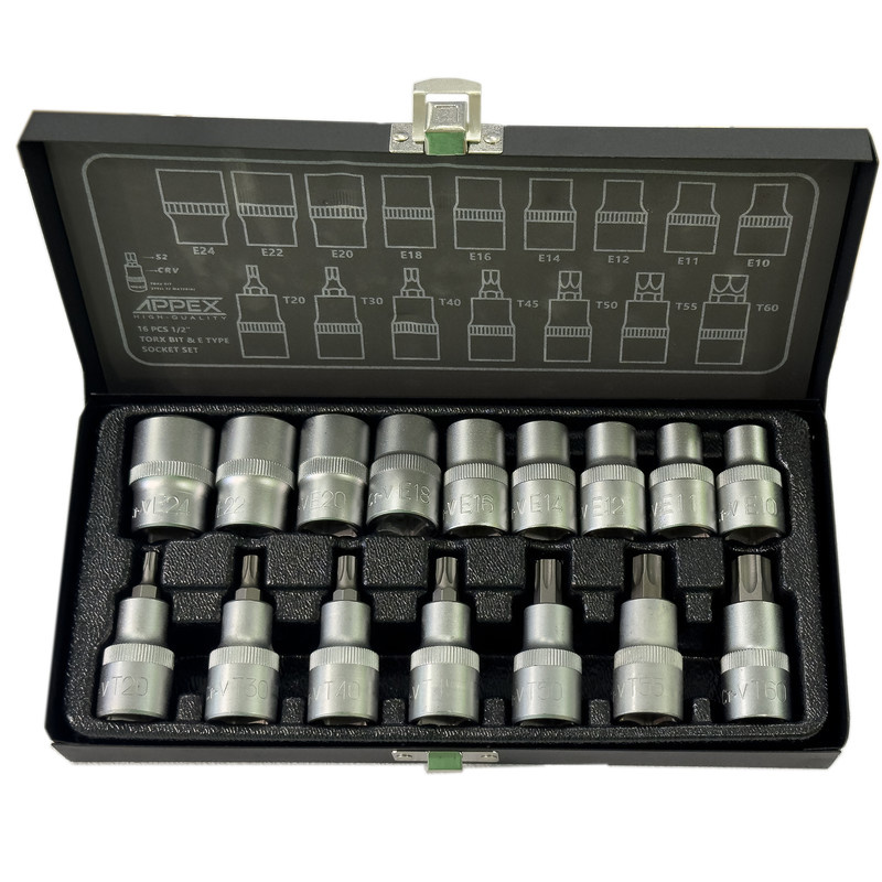 آچار بکس ستاره ای اپکس مدلSMT-APPEX-ALEN BOXI-E -T1/2INCH-APX6016-NEW مجموعه 16 عددی آچار بکس ستاره ای اپکس مدلSMT-APPEX-ALEN BOXI-E -T1/2INCH-APX6016-NEW مجموعه 16 عددی