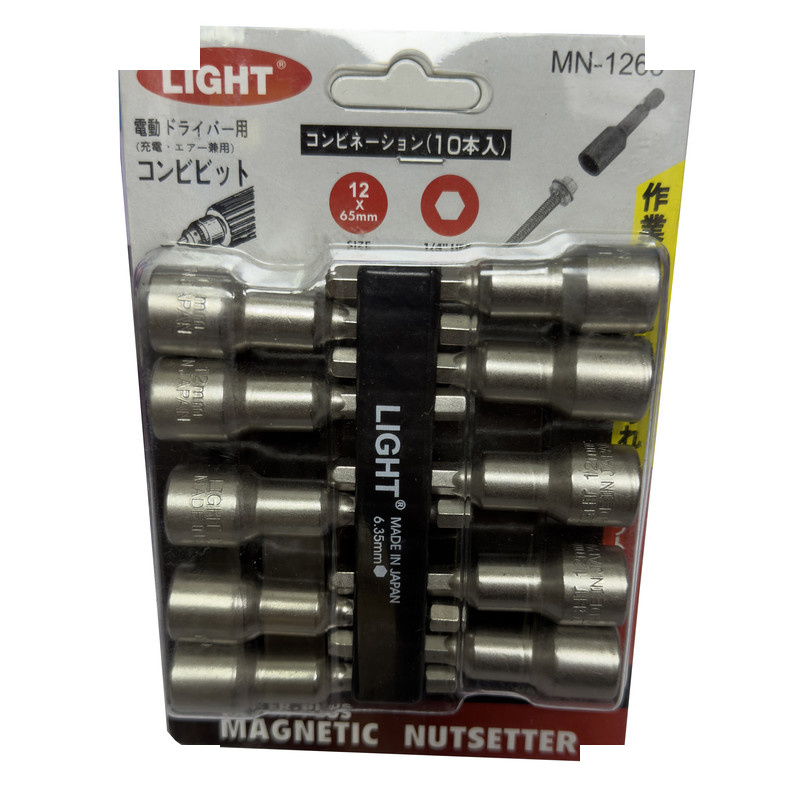 آچار بکس شیروانی لایت مدل SMT-LIGT-JAPAN-MN-1265-1/4-12*65mm سایز 12-1/4 میلی متر مجموعه 10 عددی آچار بکس شیروانی لایت مدل SMT-LIGT-JAPAN-MN-1265-1/4-12*65mm سایز 12-1/4 میلی متر مجموعه 10 عددی