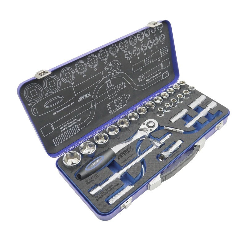 آچار بکس اپکس مدل SMT-1/2 INCH -socket tools set-27pcs-apx1527-TAIWAN مجموعه 27 عددی آچار بکس اپکس مدل SMT-1/2 INCH -socket tools set-27pcs-apx1527-TAIWAN مجموعه 27 عددی
