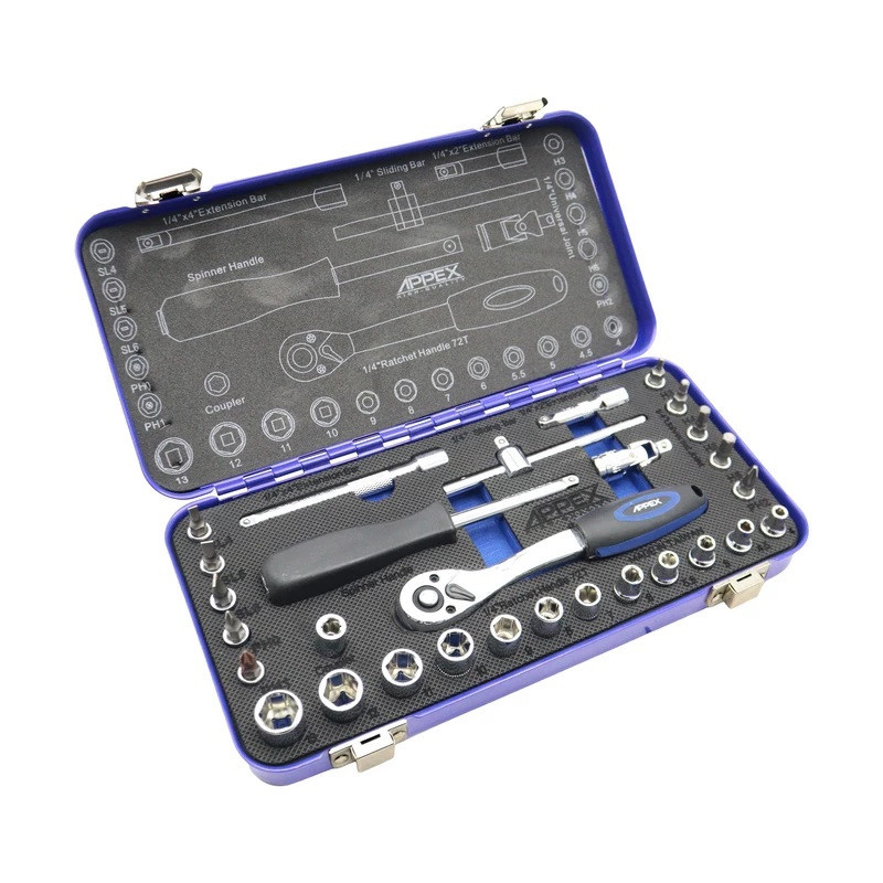 آچار بکس اپکس مدل SMT-1/4INCH SOCKET TOOLSSET-20pcs-1520-TAIWANl[lمجموعه 20عددی آچار بکس اپکس مدل SMT-1/4INCH SOCKET TOOLSSET-20pcs-1520-TAIWANl[lمجموعه 20عددی